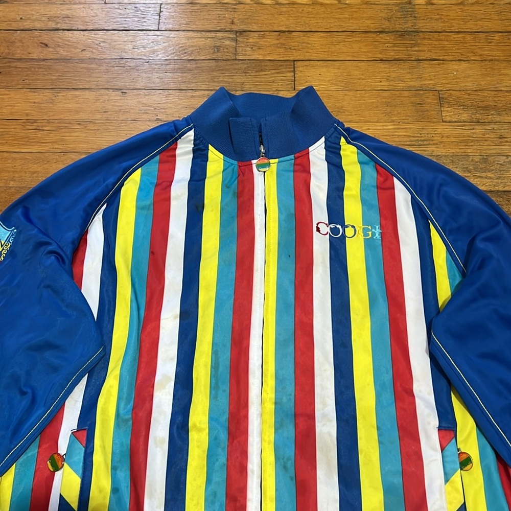 COOGI Blue Multi-Color Striped Bomber Jacket - Picture 4 of 16